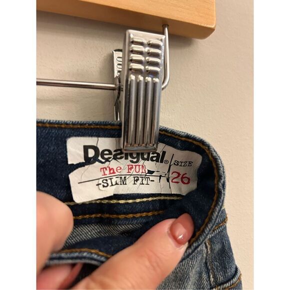 Desigual The Fun Slim Fit Jeans Yarn tweed accent size 26 Y2K low-rise - Picture 11 of 14